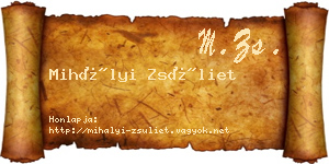 Mihályi Zsüliet névjegykártya
